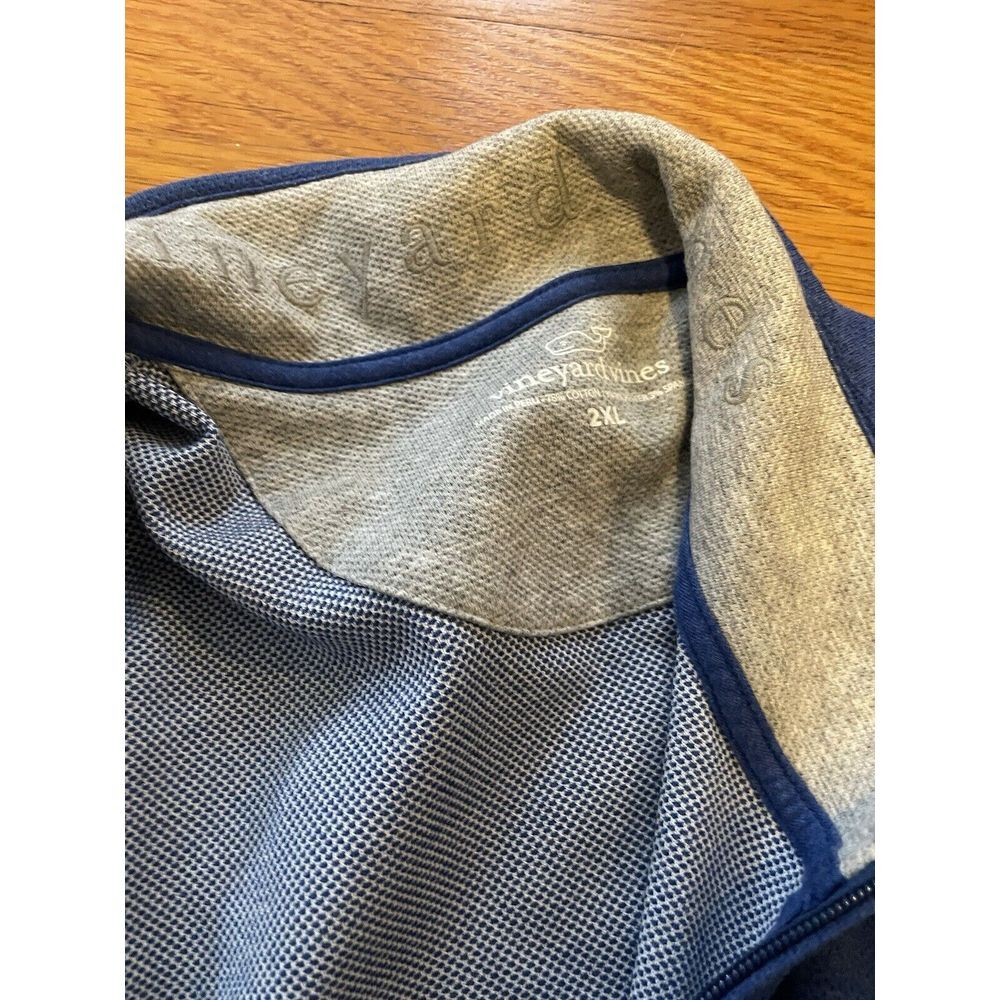 Vineyard Vines 1/4 Zip Long Sleeve Blue‎ Sweater Sweatshirt Men's 2XL Cotton - Picture 6 of 10